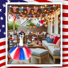 Lixintray porch goose costume for summer parties, holidays, or garden celebrations.