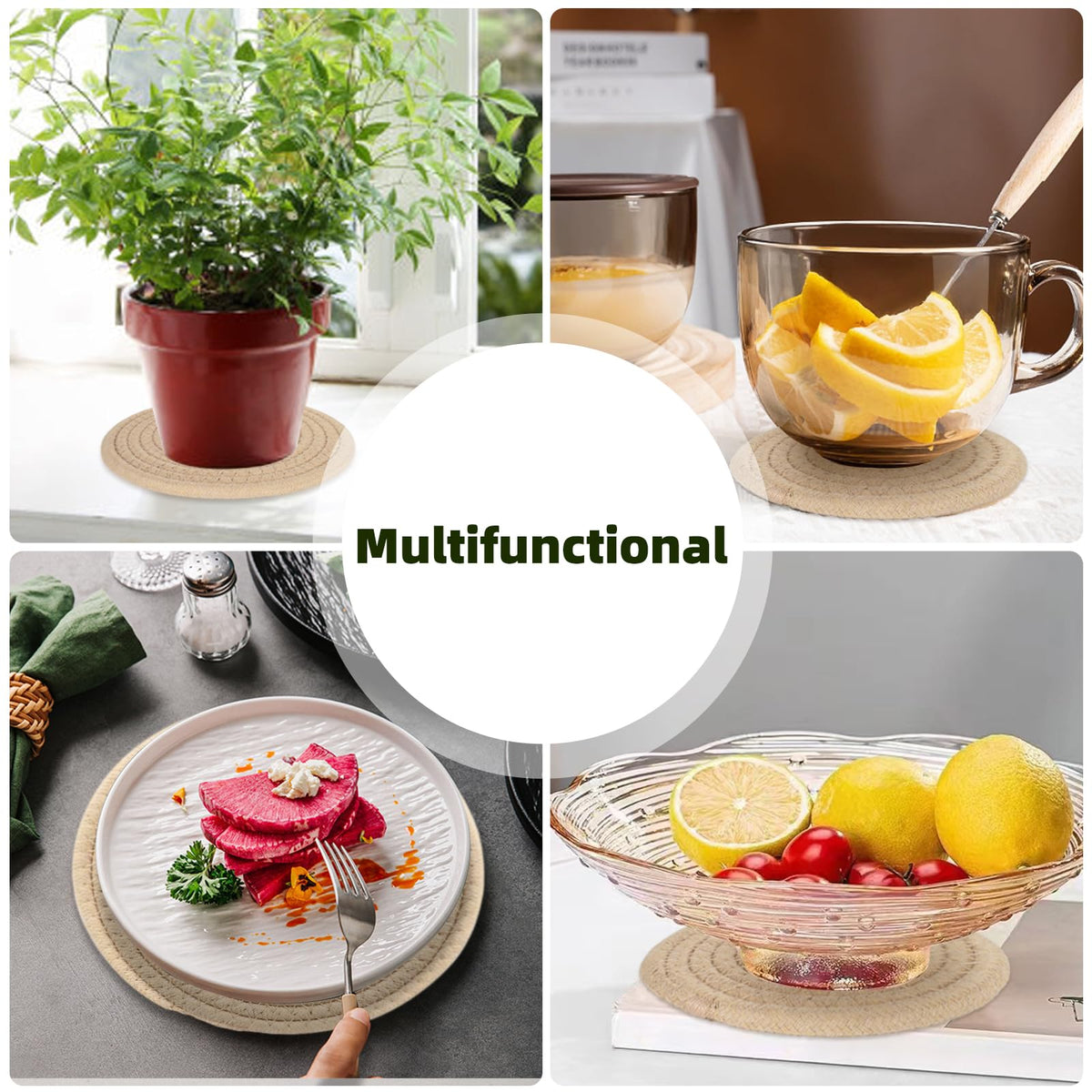 LIYAZHIL khaki woven coasters make a thoughtful gift for plant lovers