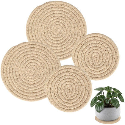 LIYAZHIL 4-inch khaki plant coaster absorbs drips and protects surfaces
