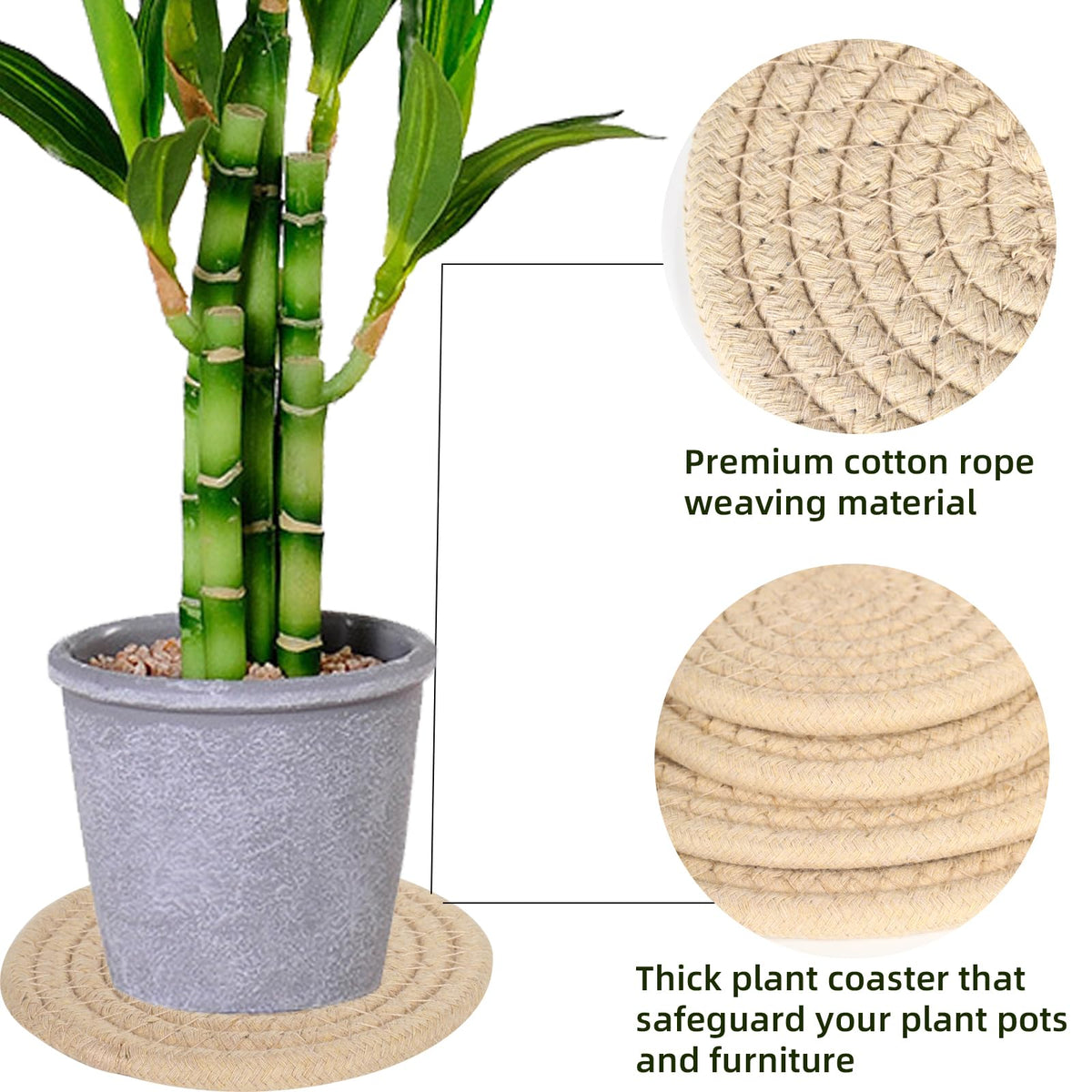 LIYAZHIL woven coaster absorbs moisture and dries quickly for clean pots