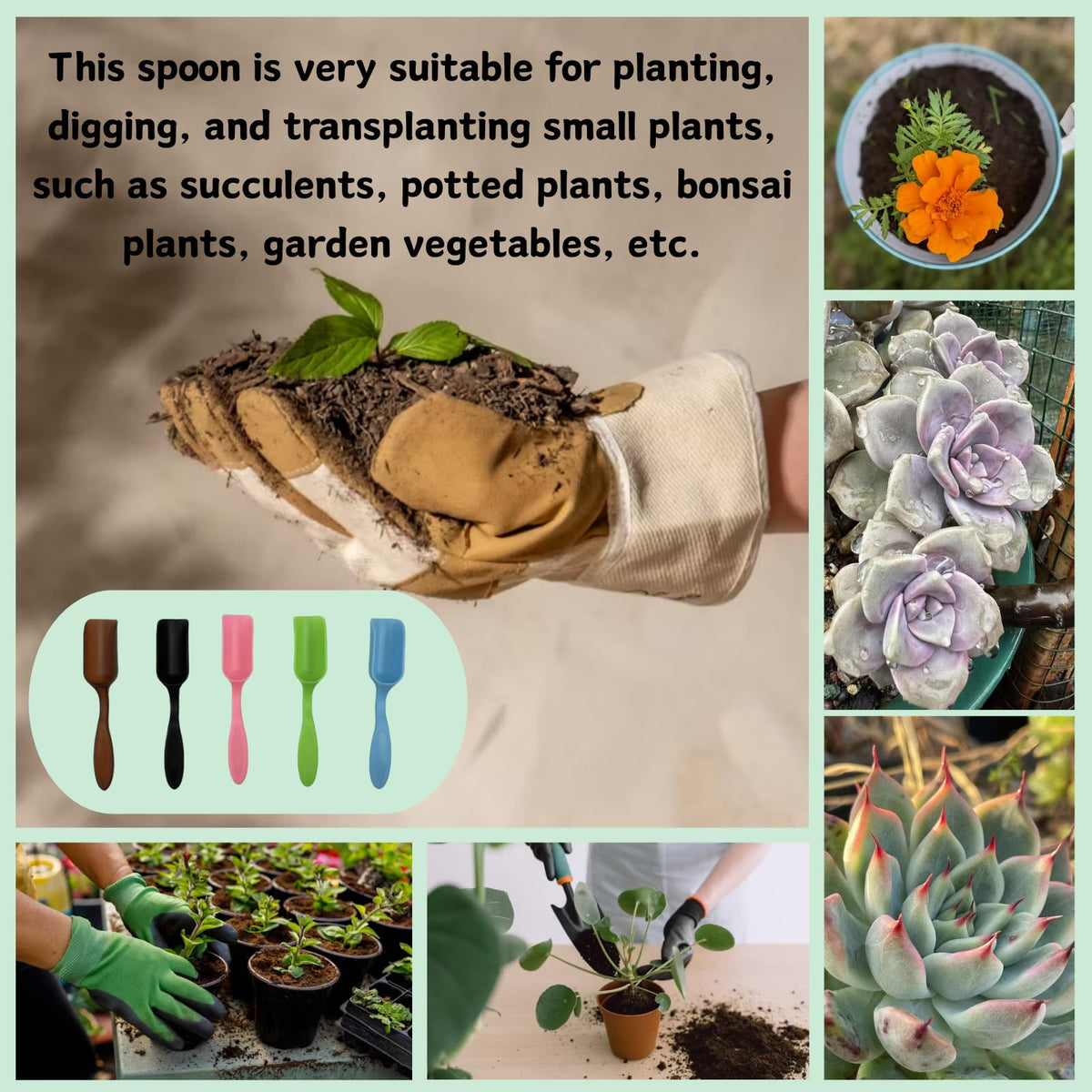 Liyee brown mini gardening spoon for compact micro-landscapes