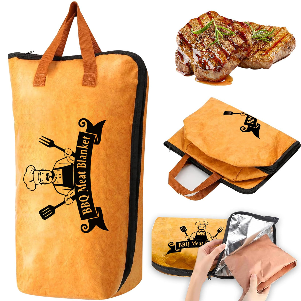 LIYILE 21in BBQ Meat Blanket open with reinforced handles for transport