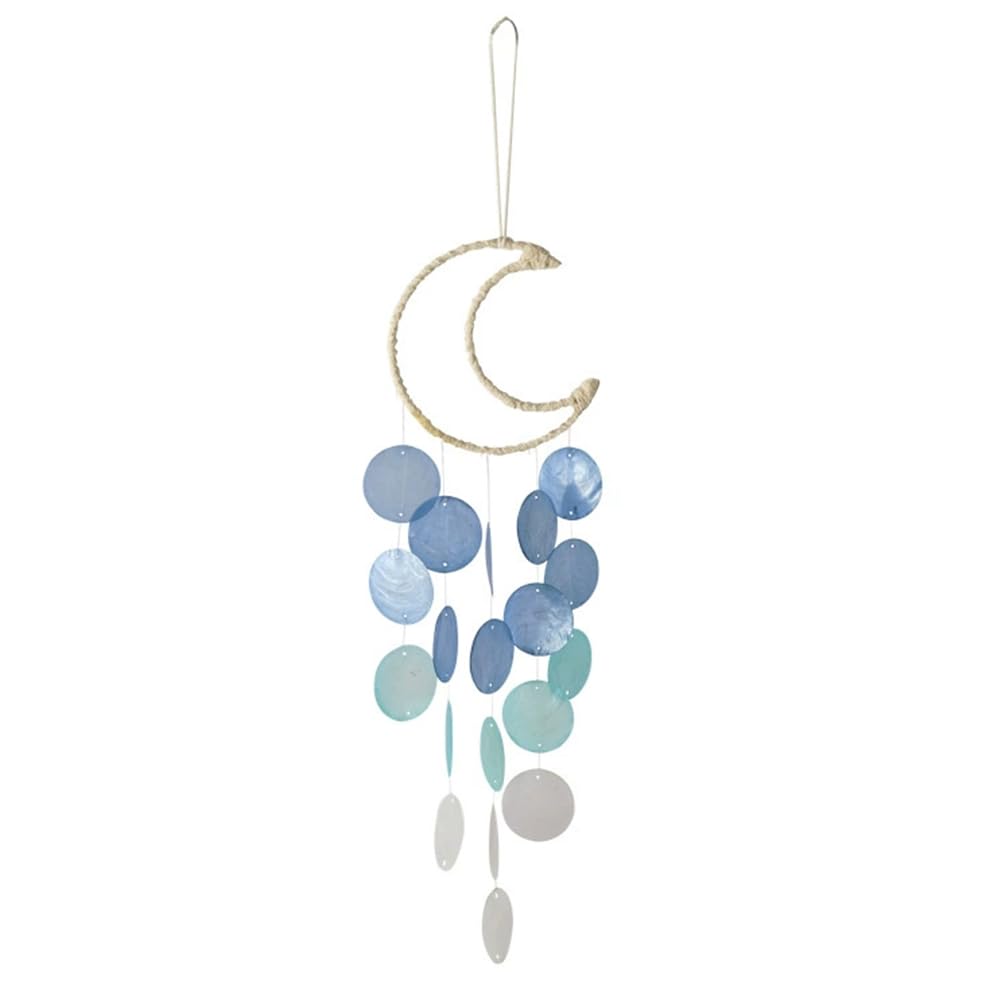 Liyujuping capiz wind chime blue moon design for outdoor decor and soothing tones