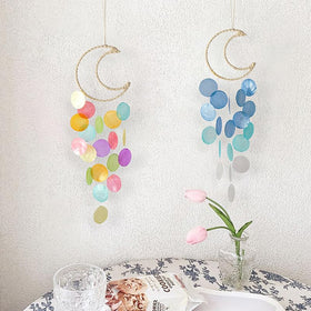 Liyujuping blue capiz wind chime brightens balcony with calming tones