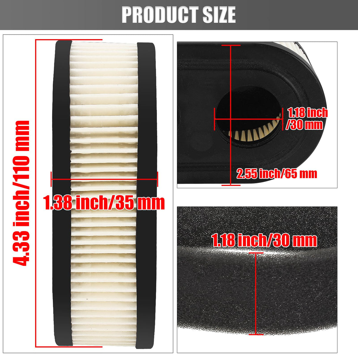 LIYYDS Toro 22in filter 20333 highlights durable rubber and paper pleats.