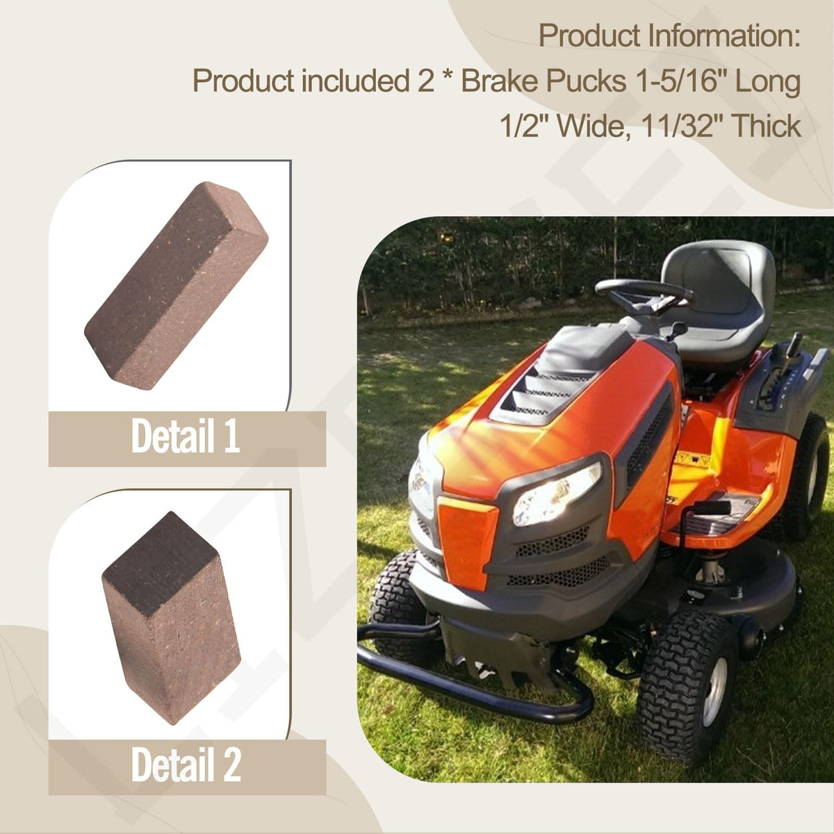 LIZEWEI brake pad compatible with AYP PP1136J – easy maintenance.