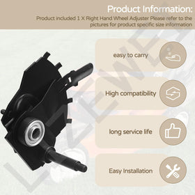 Package-ready wheel adjuster for easy replacement during maintenance.