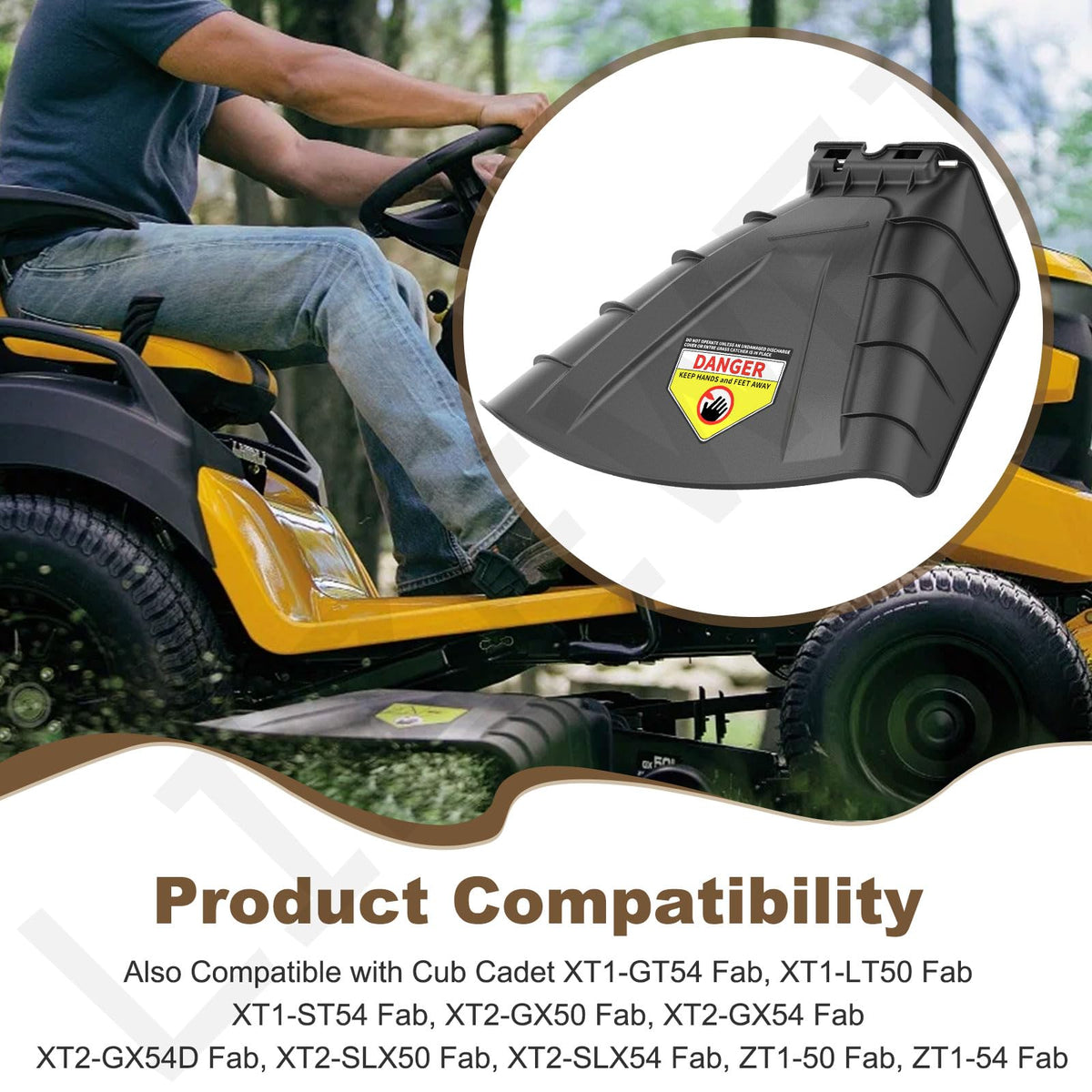 LIZEWEI side deflector right helps maintain a tidy cutting path during mowing.