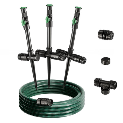 Lizjarol flexible sprinkler system with 360-degree head for precise lawn coverage.