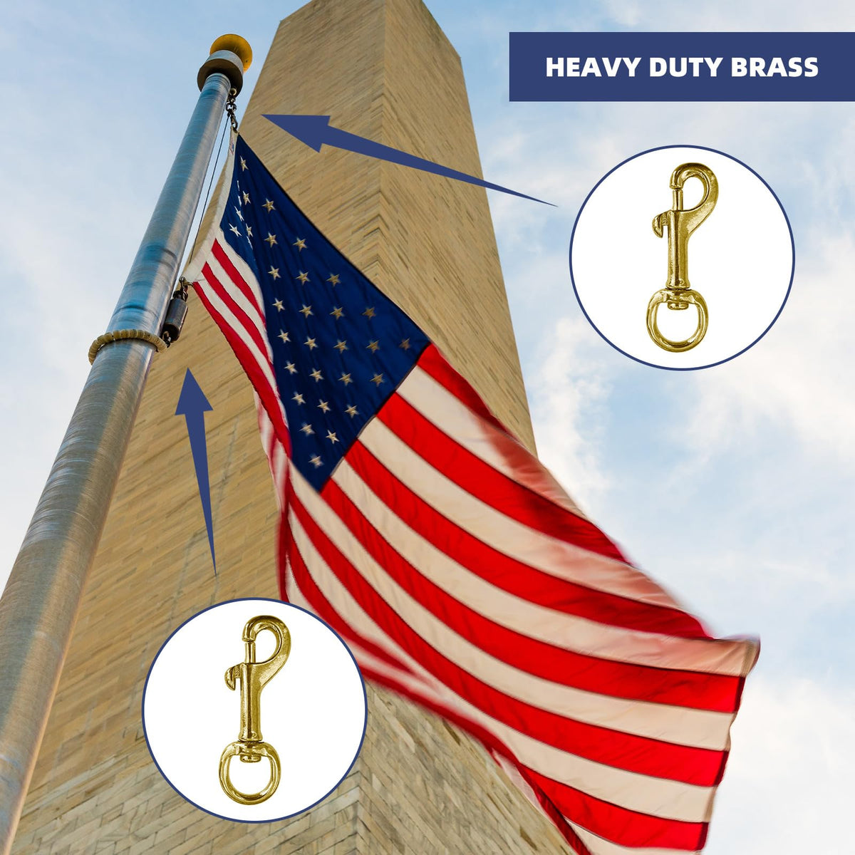 LJZP heavy-duty brass clip designed for outdoor durability and wind resistance
