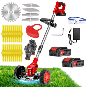 LKTOLS cordless weed wacker with wheels for smooth lawn work