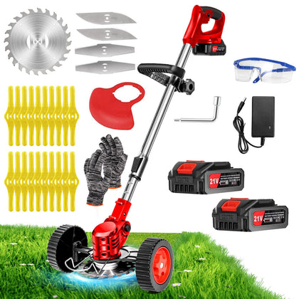 LKTOLS cordless weed wacker with wheels for smooth lawn work