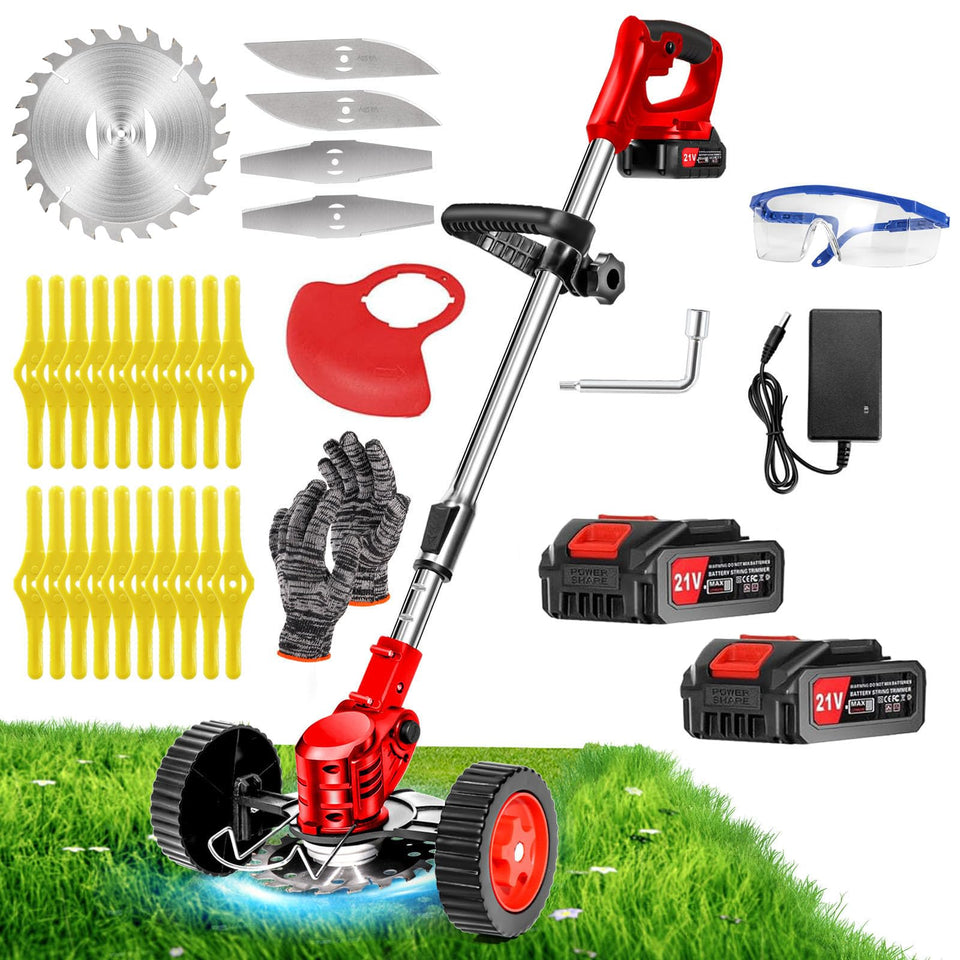 LKTOLS cordless weed wacker with wheels for smooth lawn work
