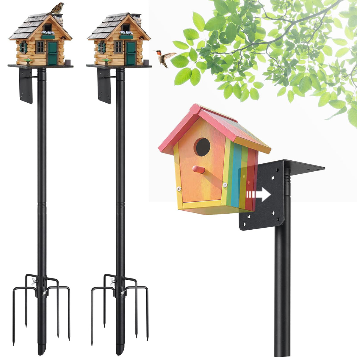 LLARGUEST bird house pole 75-inch outdoor stand for weather-ready bird feeding.
