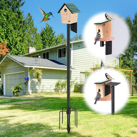 LLARGUEST bird pole with five-pronged base on solid ground for stable outdoor feeding