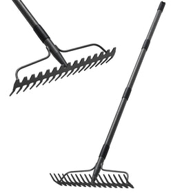 LLARGUEST bow rake with 17 prongs for deep soil loosening and lawn leveling