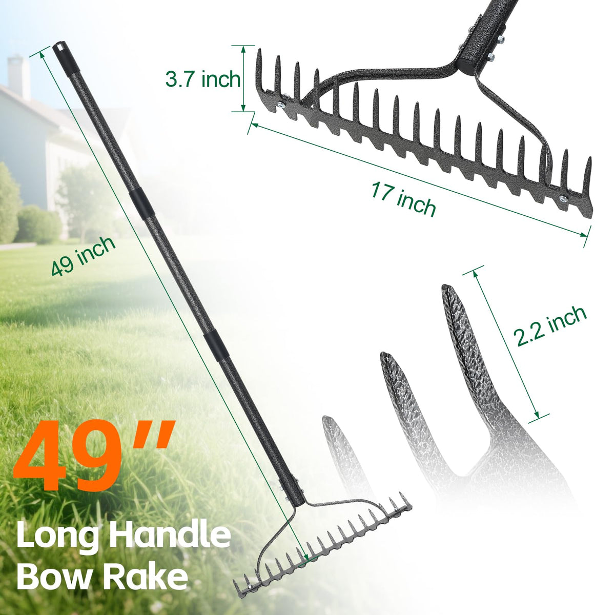 LLARGUEST Bow Rake ergonomic, non-slip grip reduces fatigue during long sessions.