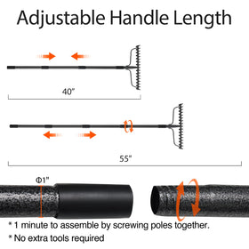 LLARGUEST ergonomic non-slip grip reduces hand fatigue during raking