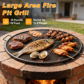 LLARGUEST grill grate with handles enables safe placement on fire pits