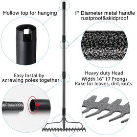 LLARGUEST leaf and weed cleanup rake designed for easy maintenance
