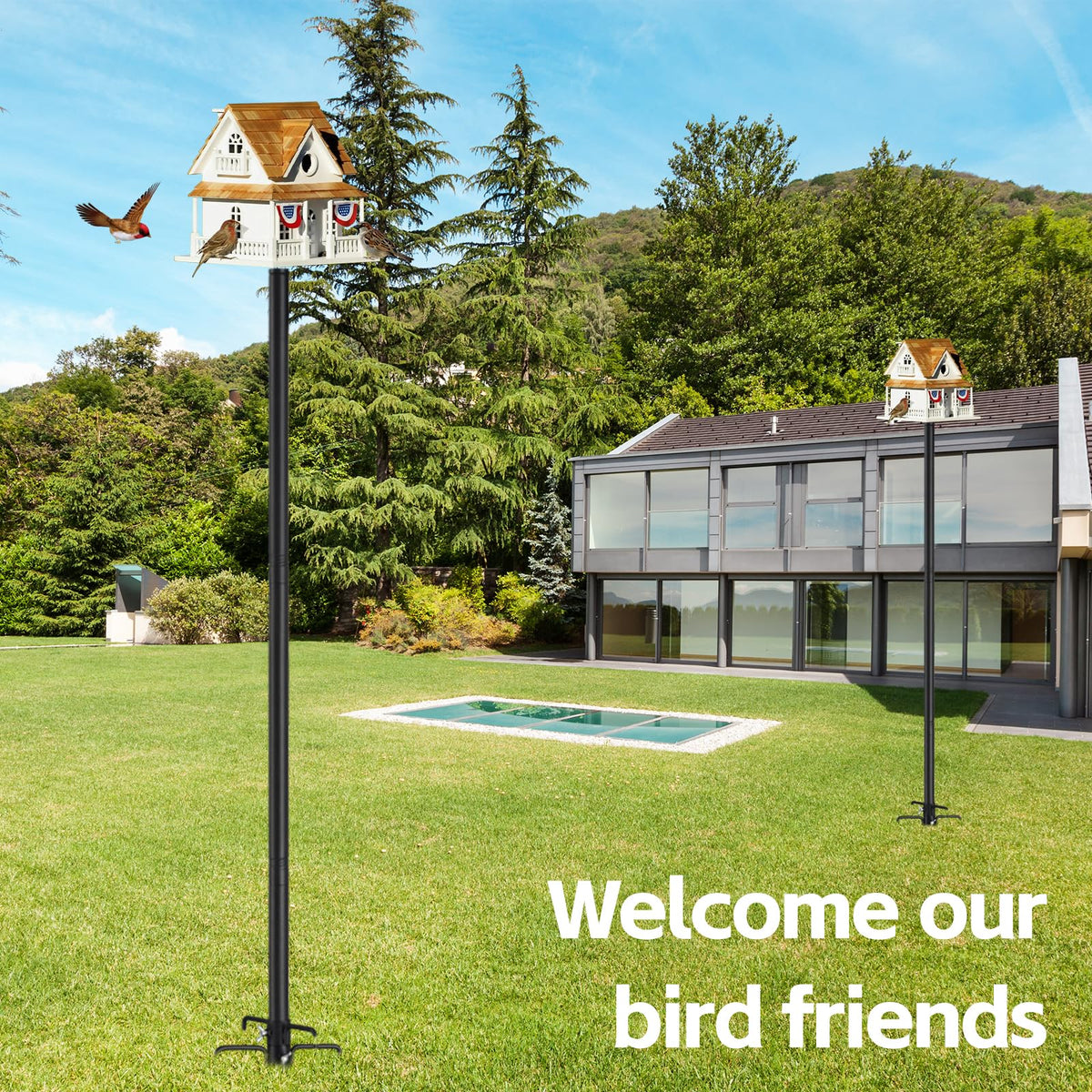 LLARGUEST sturdy outdoor bird pole ready for garden or patio.