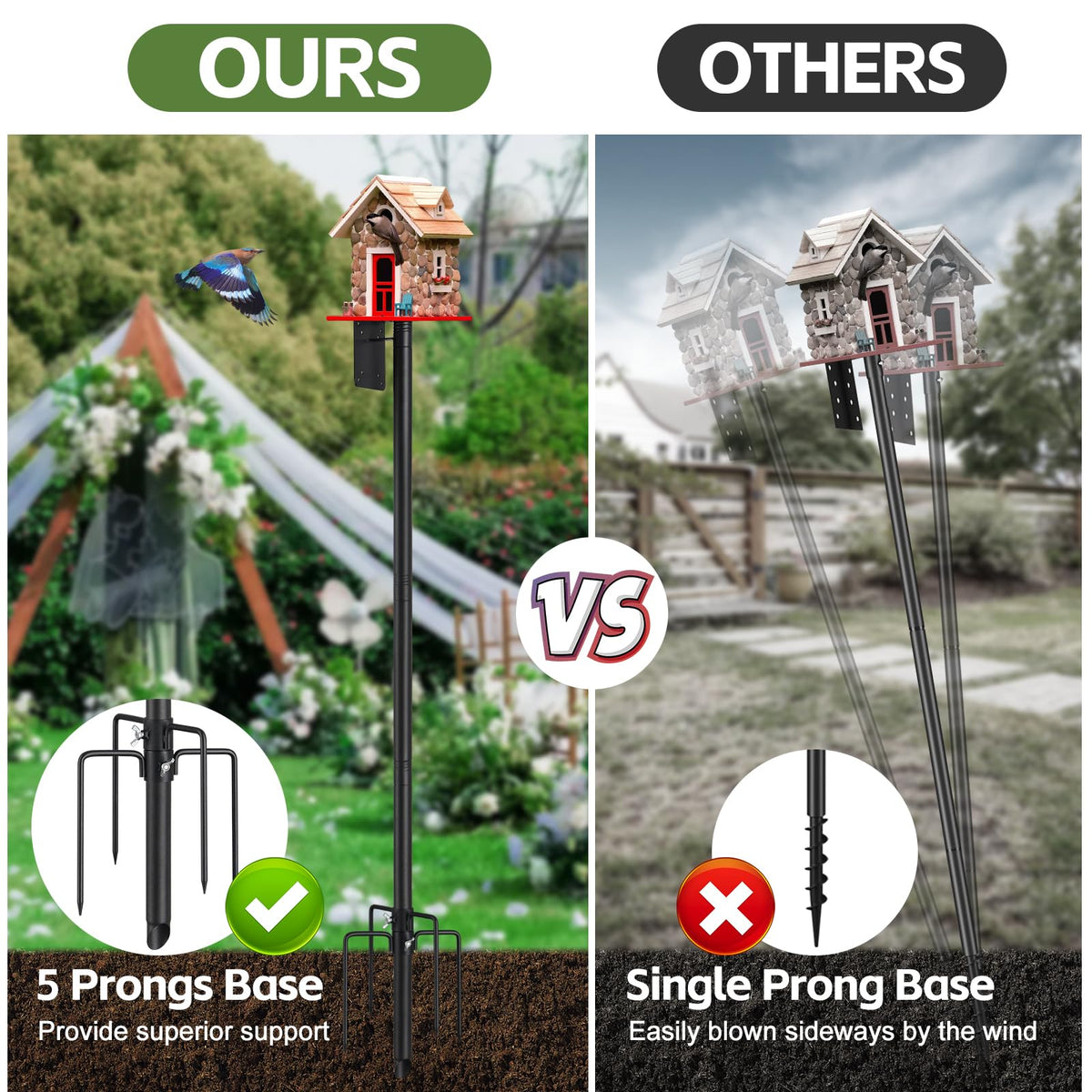 LLARGUEST stainless steel pole with anti-rust coating for harsh weather outdoors.