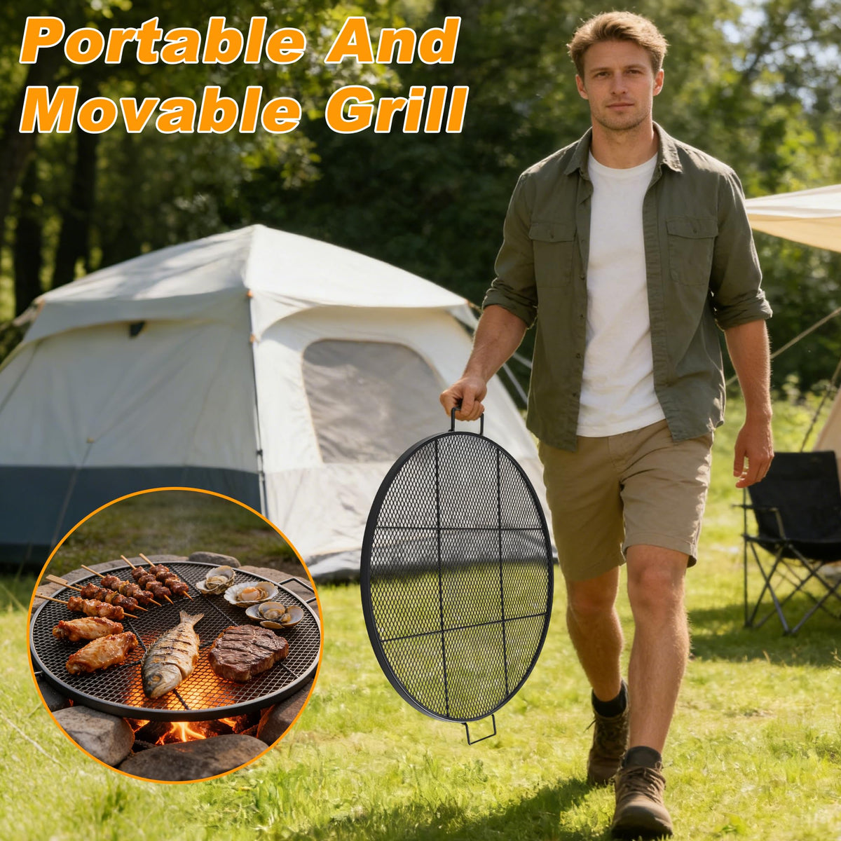 LLARGUEST sturdy grate supports up to 25 pounds of food for group meals