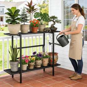 LLAXERGU vertical-space-maximizer plant stand demonstrates efficient space use.