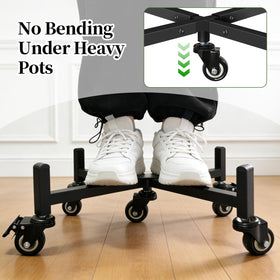 LLAXERGU plant caddy with 5-wheel support keeps heavy planters stable