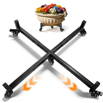 LLAXERGU plant caddy with adjustable frame for 22–30 inch pots, easy indoor mobility