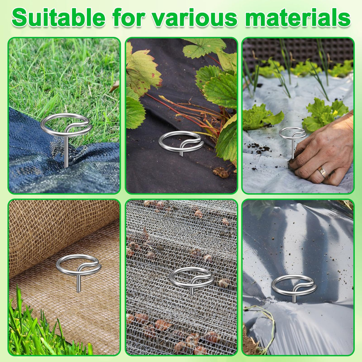 LLCJYYCY 8-gauge circle-top stakes provide strong hold in tough soil.