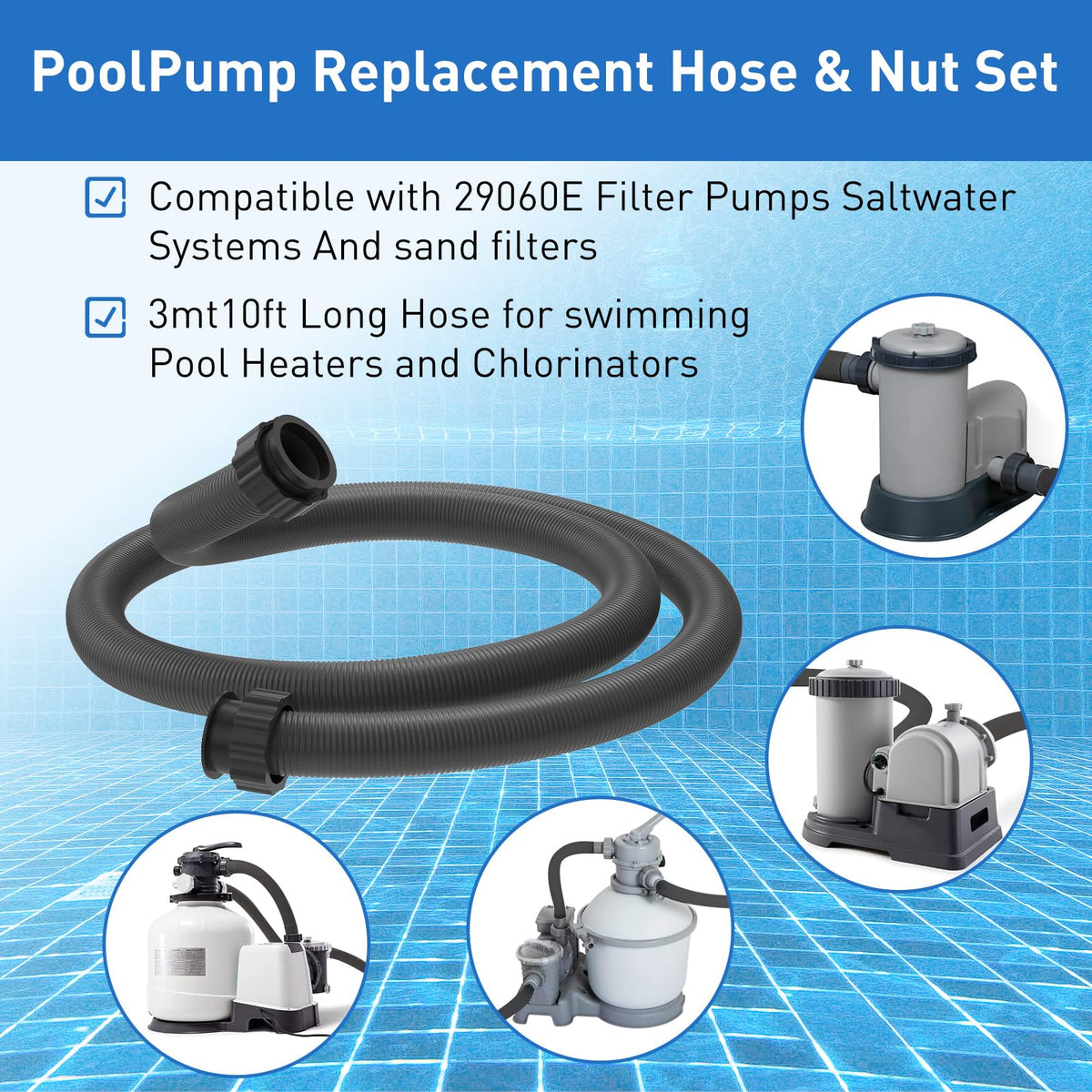 LLWAN hose suitable for saltwater systems and sand filters.
