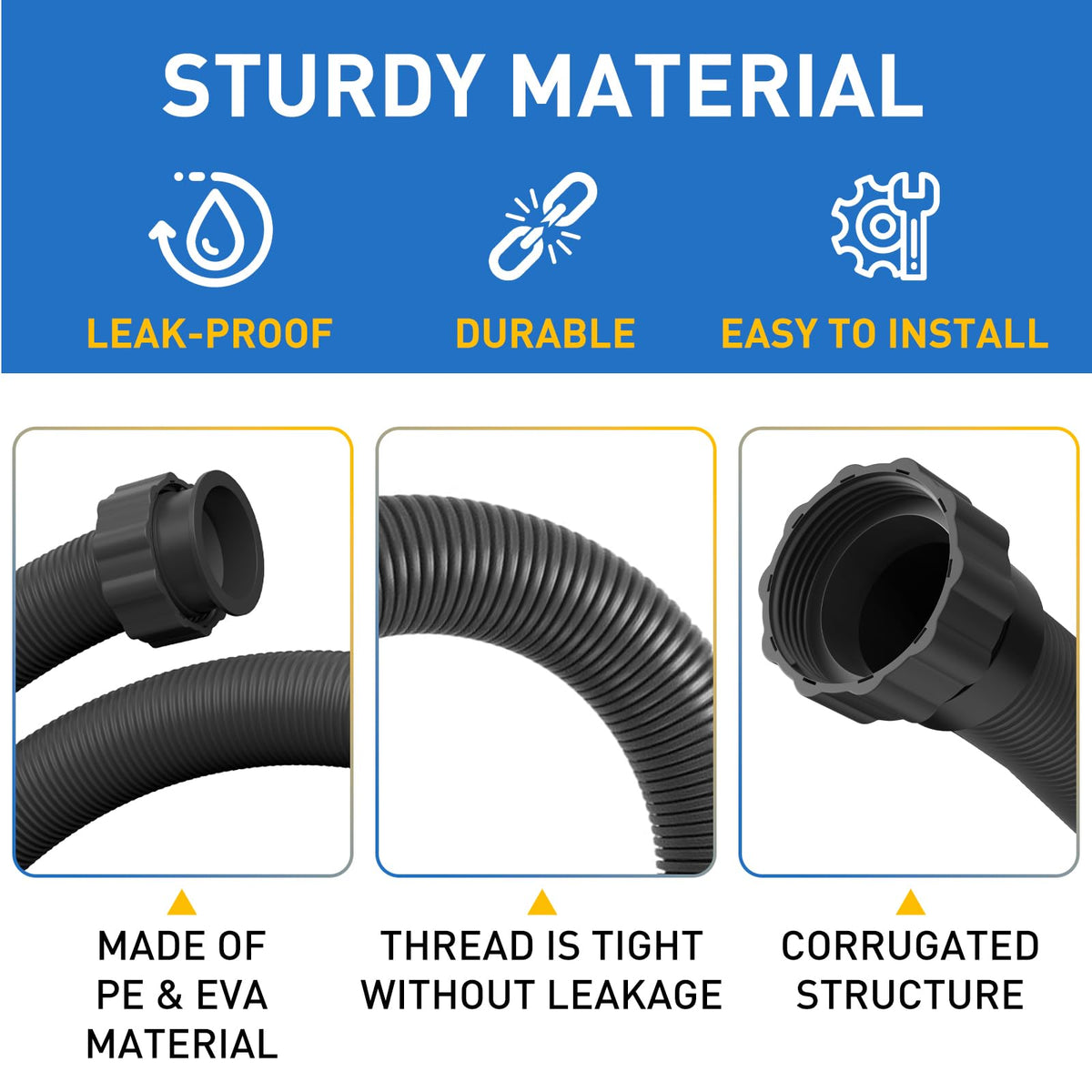 LLWAN hose with threaded collars provides a secure, tool-free connection.
