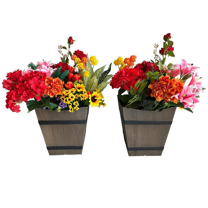 LLyFreira wood grain 13-inch pot for indoor and outdoor use; lightweight and durable
