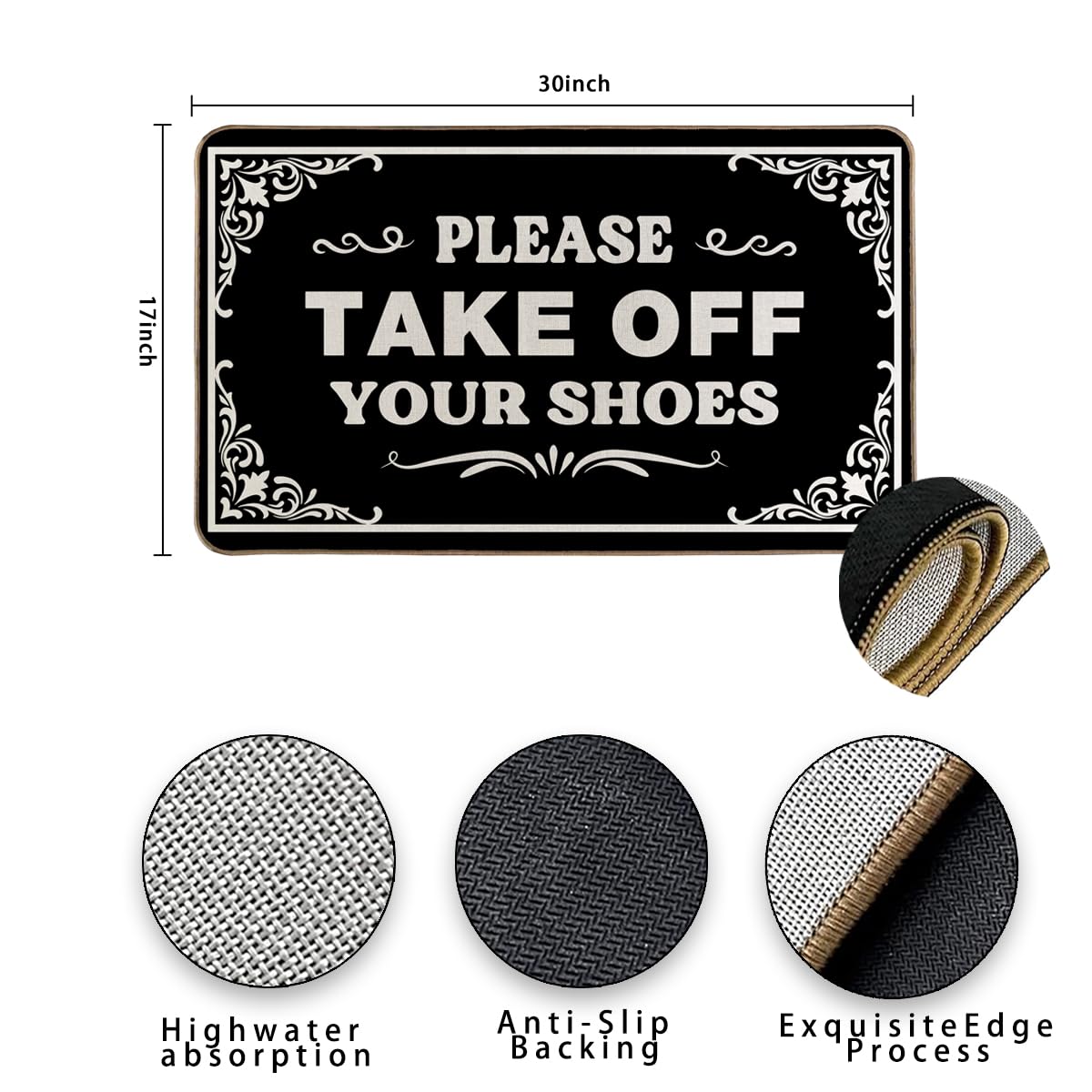 LMABBAQA black linen doormat easy to clean and maintain.