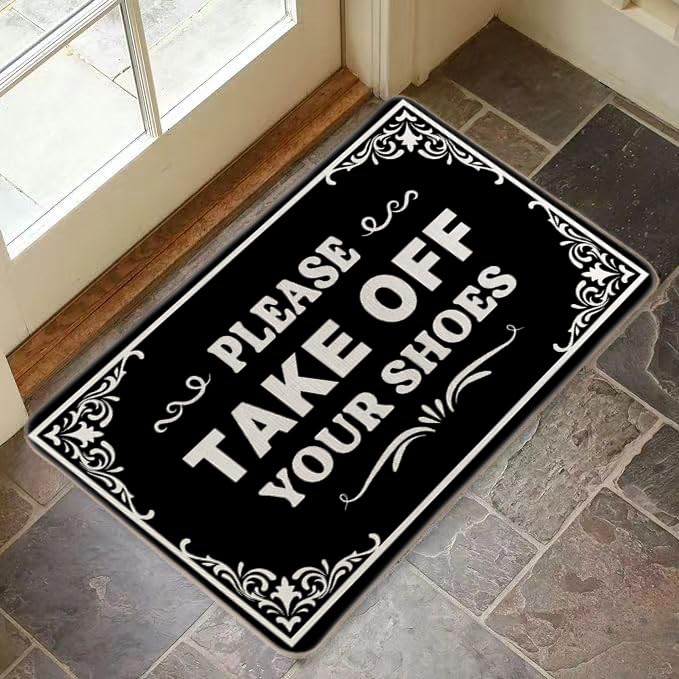 LMABBAQA shoes-off doormat anti-slip back for secure doorway use.