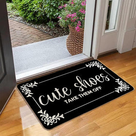 LMABBAQA cute shoes take off doormat top view adds stylish entryway reminder to remove shoes