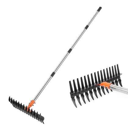 Lmaytech garden thatch rake in action removing thatch for healthier lawn