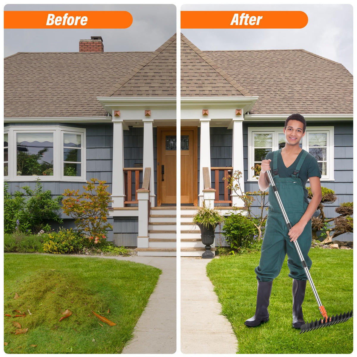 Lmaytech non-slip gloves accompany the rake for secure debris collection