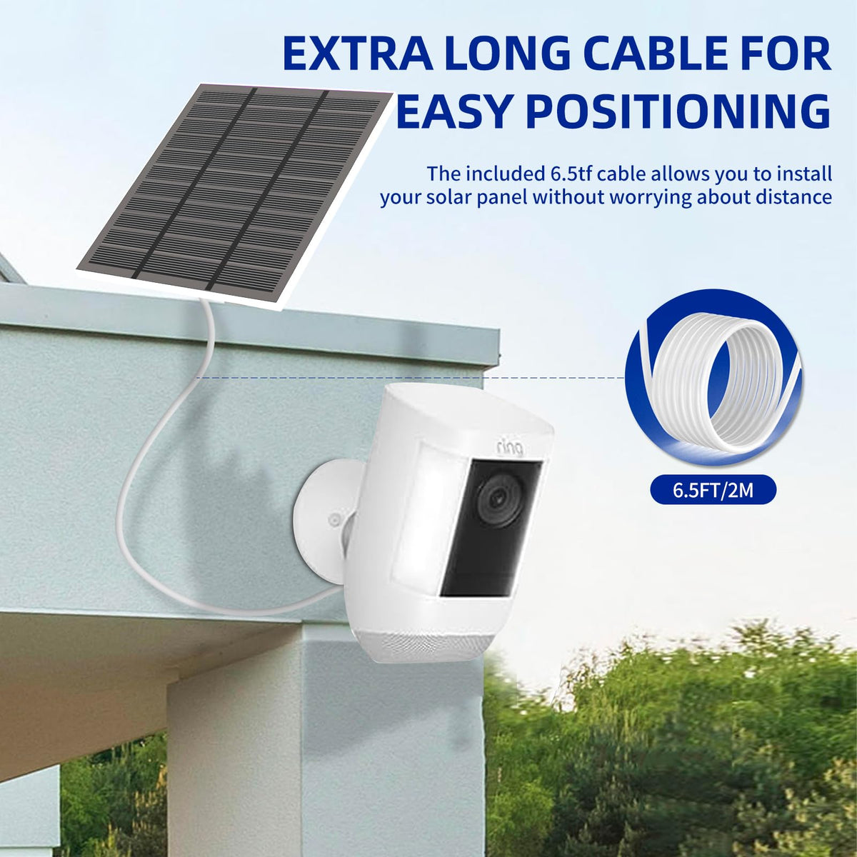 LMDTYN Ring Cam Pro powered by solar for continuous operation.
