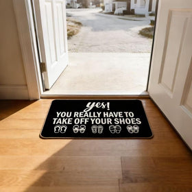 LMMZHK funny shoes-off doormat gray demonstrates humor and practicality.