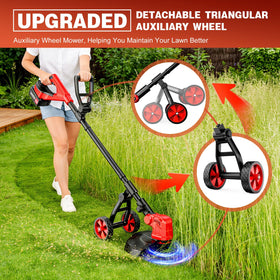 Lmozim 14-inch cutting path covers more ground for faster edging.