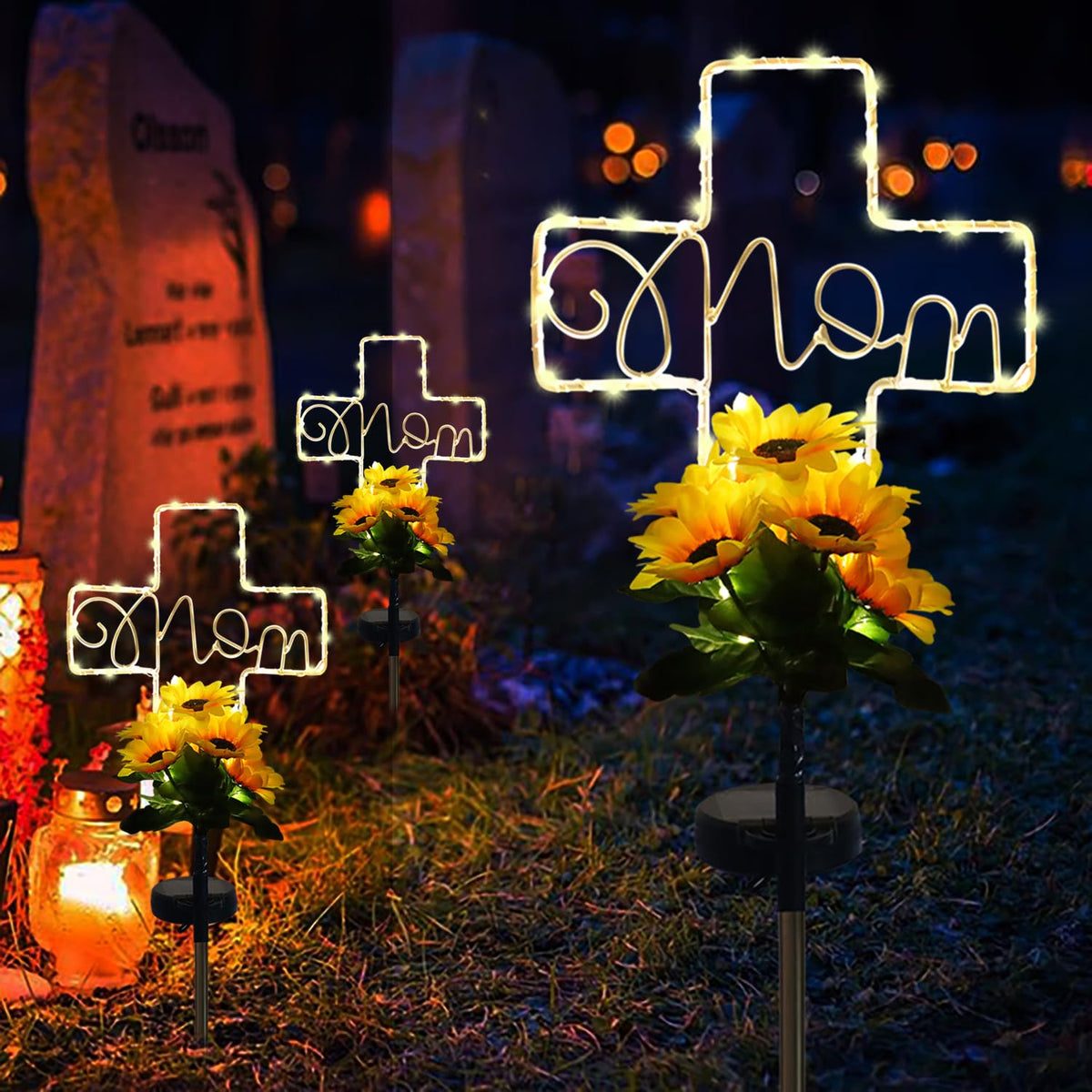 Lmtocs warm white glow cross light provides gentle grave visibility