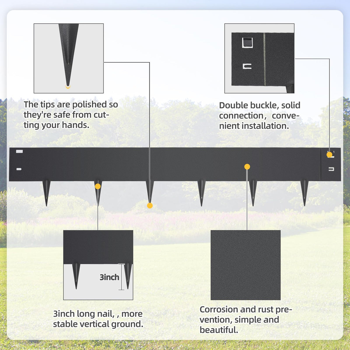 LMYYGOO interlocking edging system ensures quick, secure installation.