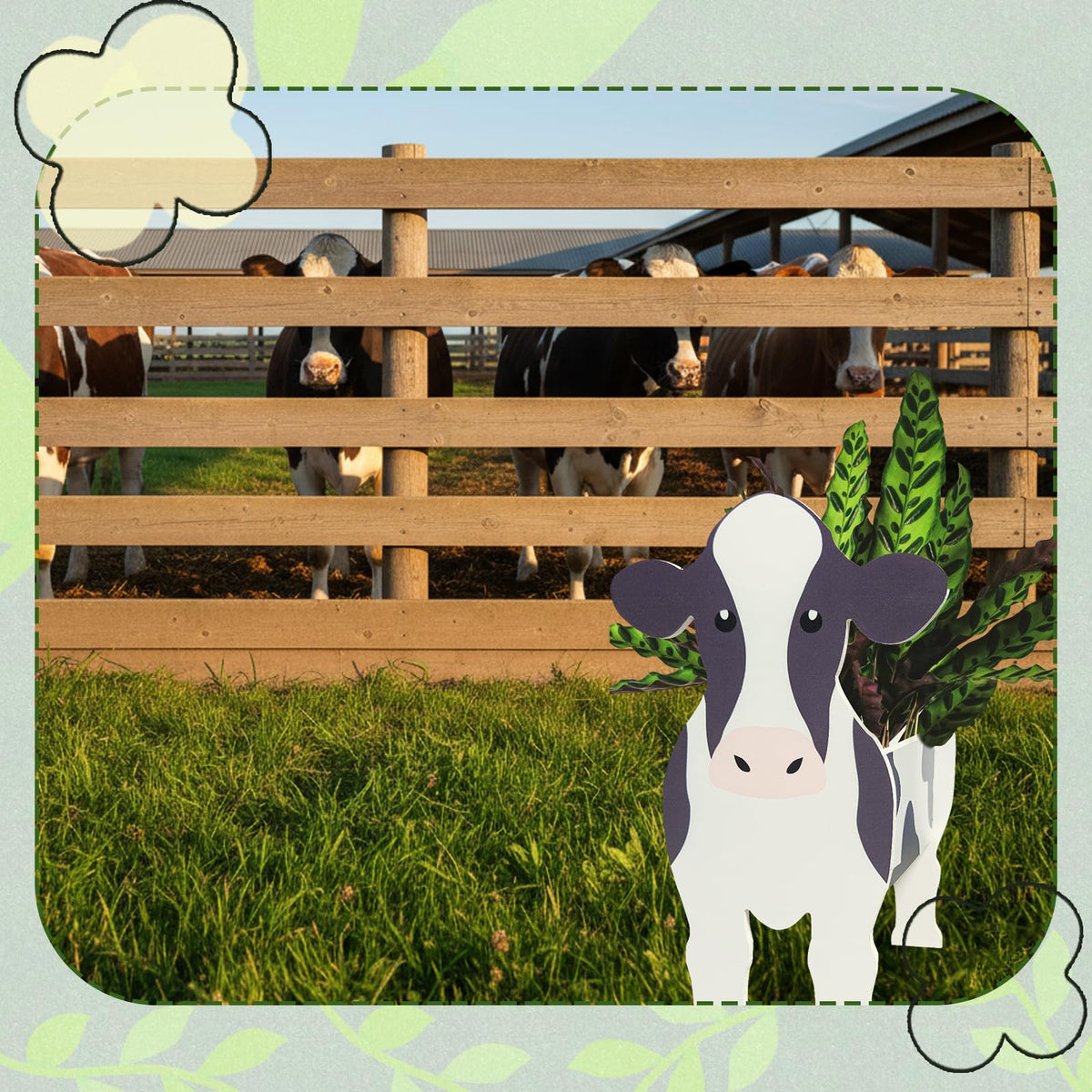 Lnakio Cow Planter with splicing pattern is easy to assemble and customize.