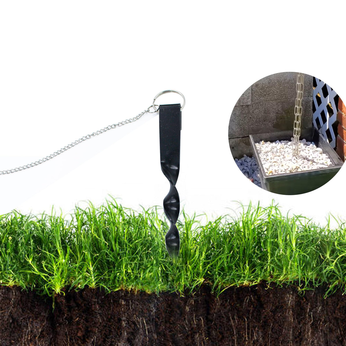 LNATPPE durable iron stake supports long-lasting outdoor rain chains.