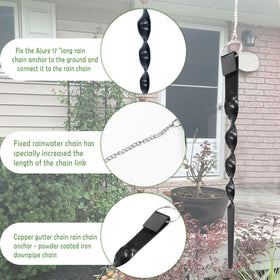 LNATPPE rain chain anchor installed on a rain gutter for security.