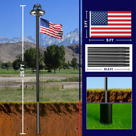 LNEUIE flag pole demonstrates two-flag capacity for dual-display options.