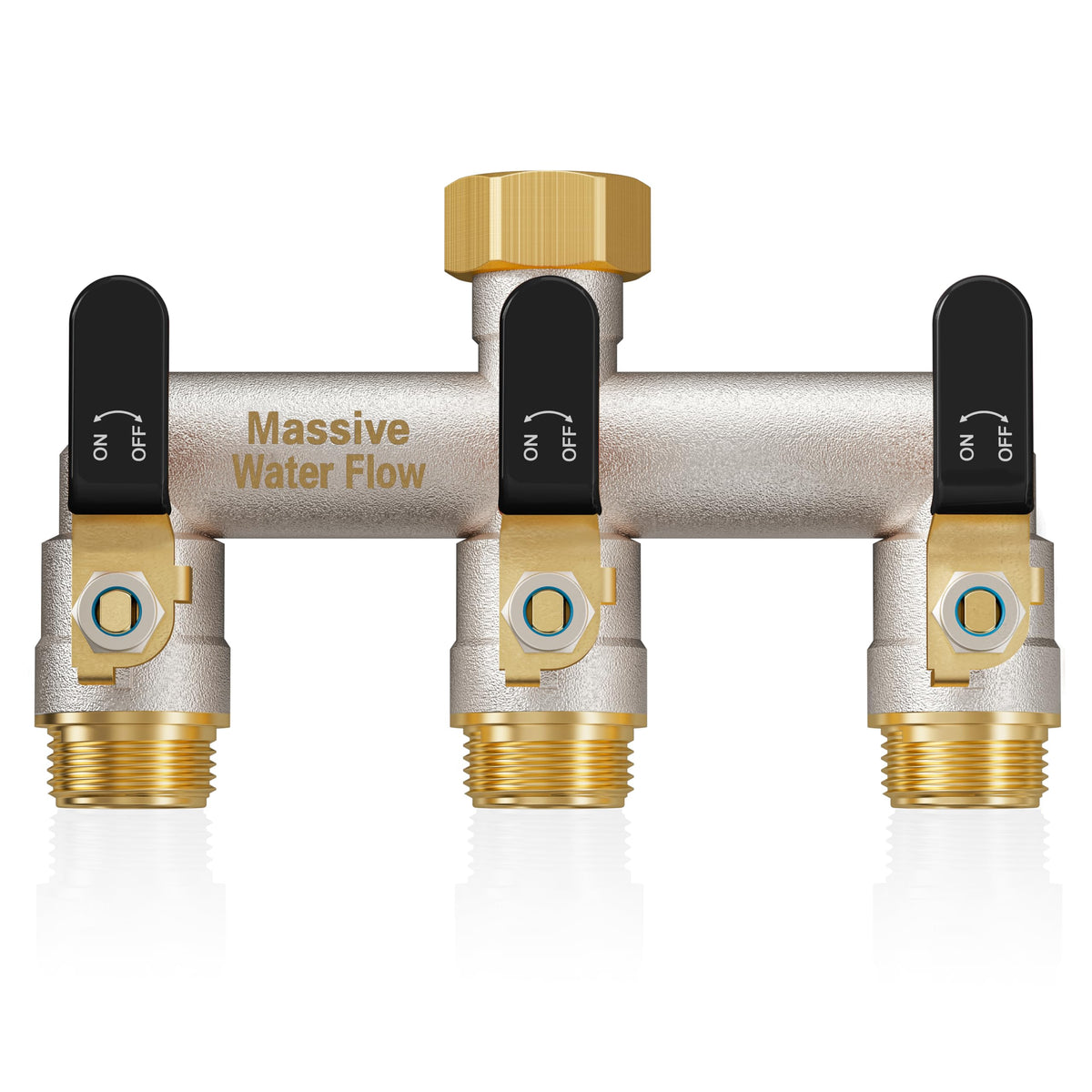 LNEZCDB 3-way hose splitter with full-flow brass design for multitasking watering