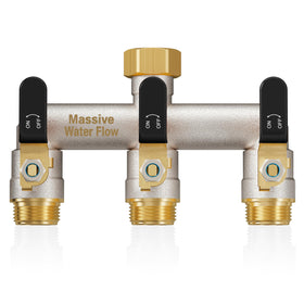 LNEZCDB 3-way hose splitter with full-flow brass design for multitasking watering
